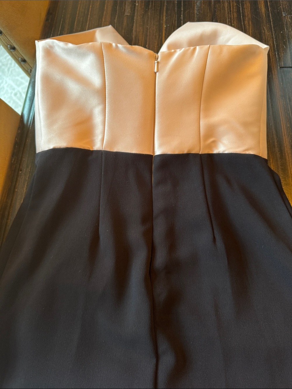Badgley Mischka Blush & Black Bow Combo Dress - Picture 5 of 14